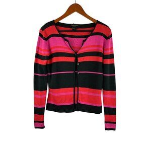 Sydney Easton Womens Striped Cardigan Sweater M